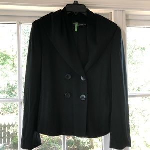 Avenue Montaigne Paris sz 6 double breasted black hooded jacket